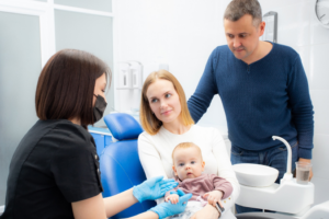 an infant during their first dental appointment
